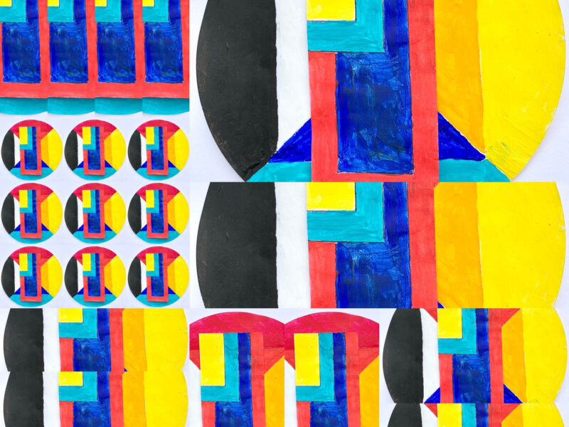 primary geometric shapes painting